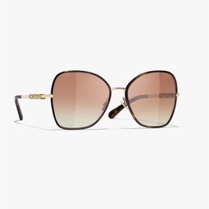 CHANEL Gold and Brown Sunglasses